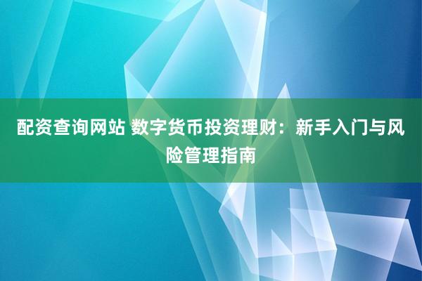 配资查询网站 数字货币投资理财：新手入门与风险管理指南
