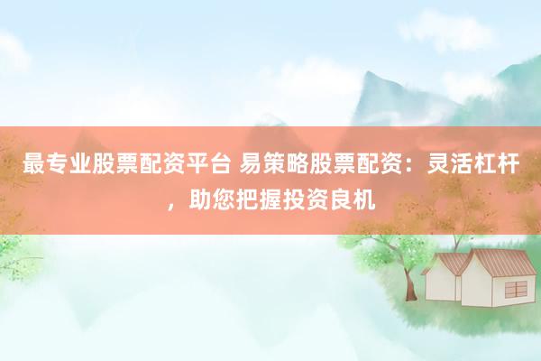 最专业股票配资平台 易策略股票配资：灵活杠杆，助您把握投资良机